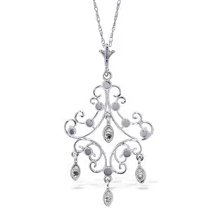 0.02 Carat 14K Solid White Gold Chandelier Necklace Diamond