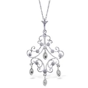 0.02 Carat 14K Solid White Gold Chandelier Necklace Diamond