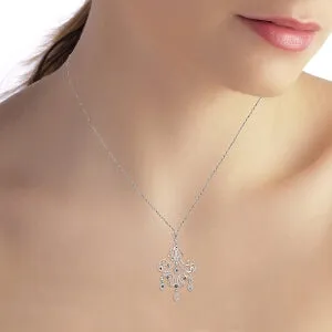 0.02 Carat 14K Solid White Gold Chandelier Necklace Diamond