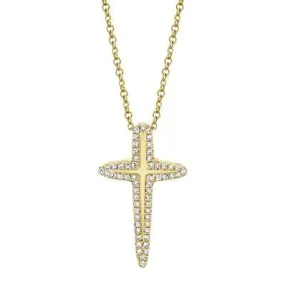 0.13ctw Diamond Cross Necklace, Yellow Gold