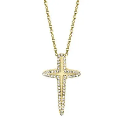 0.13ctw Diamond Cross Necklace, Yellow Gold