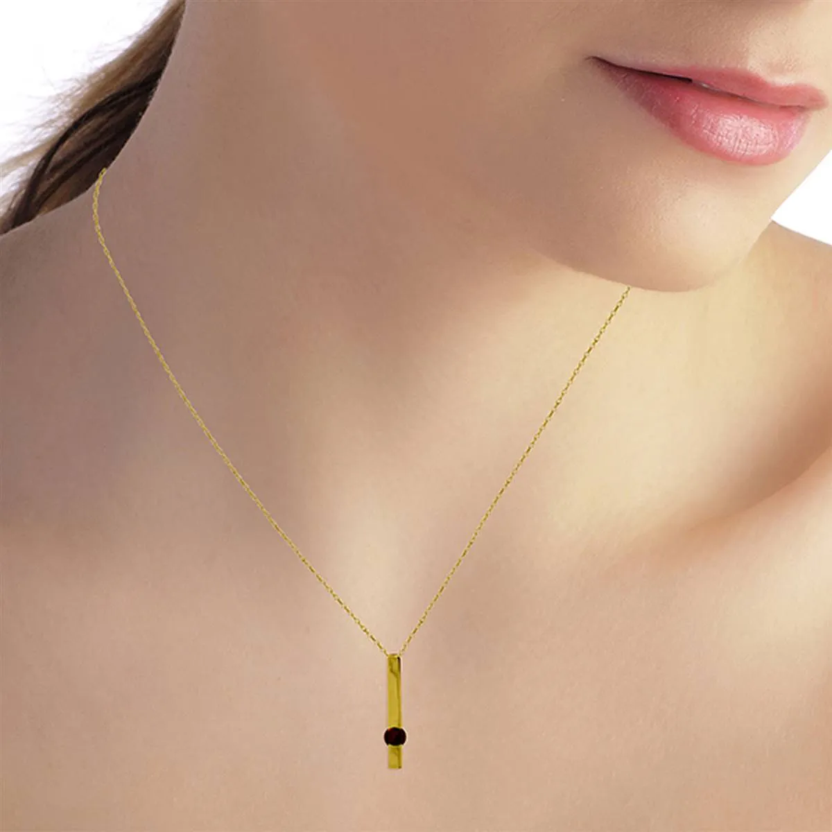 0.25 Carat 14K Solid Yellow Gold Thunder Garnet Necklace