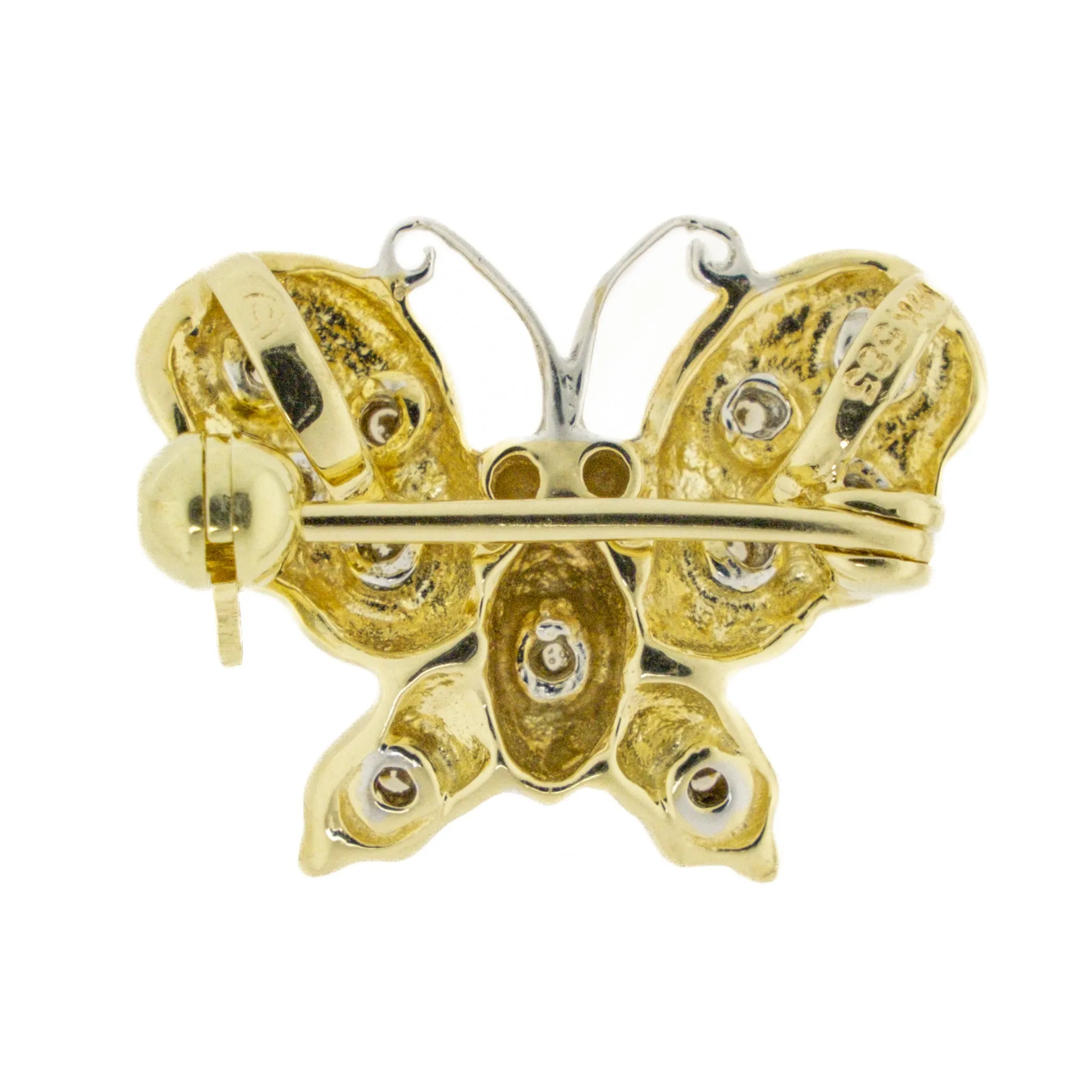 0.2ctw Diamond Butterfly Pendant on 17" Necklace in 14K Yellow Gold