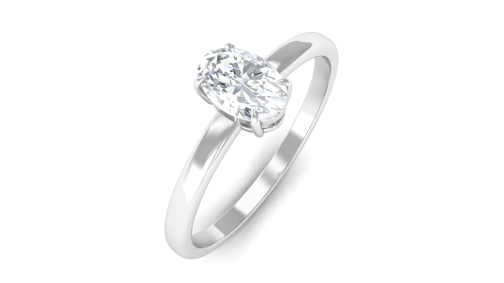 0.50 CT Claw Set Oval Cut Real Diamond Solitaire Ring