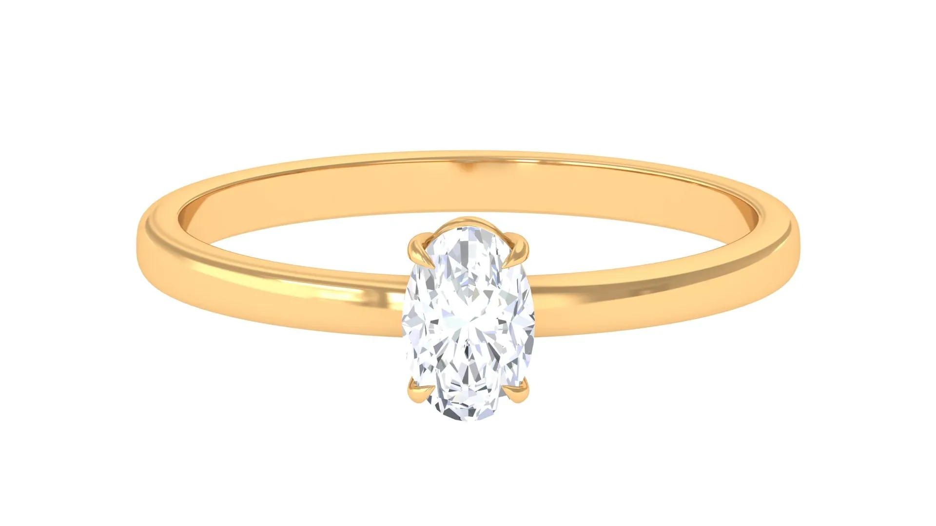 0.50 CT Claw Set Oval Cut Real Diamond Solitaire Ring