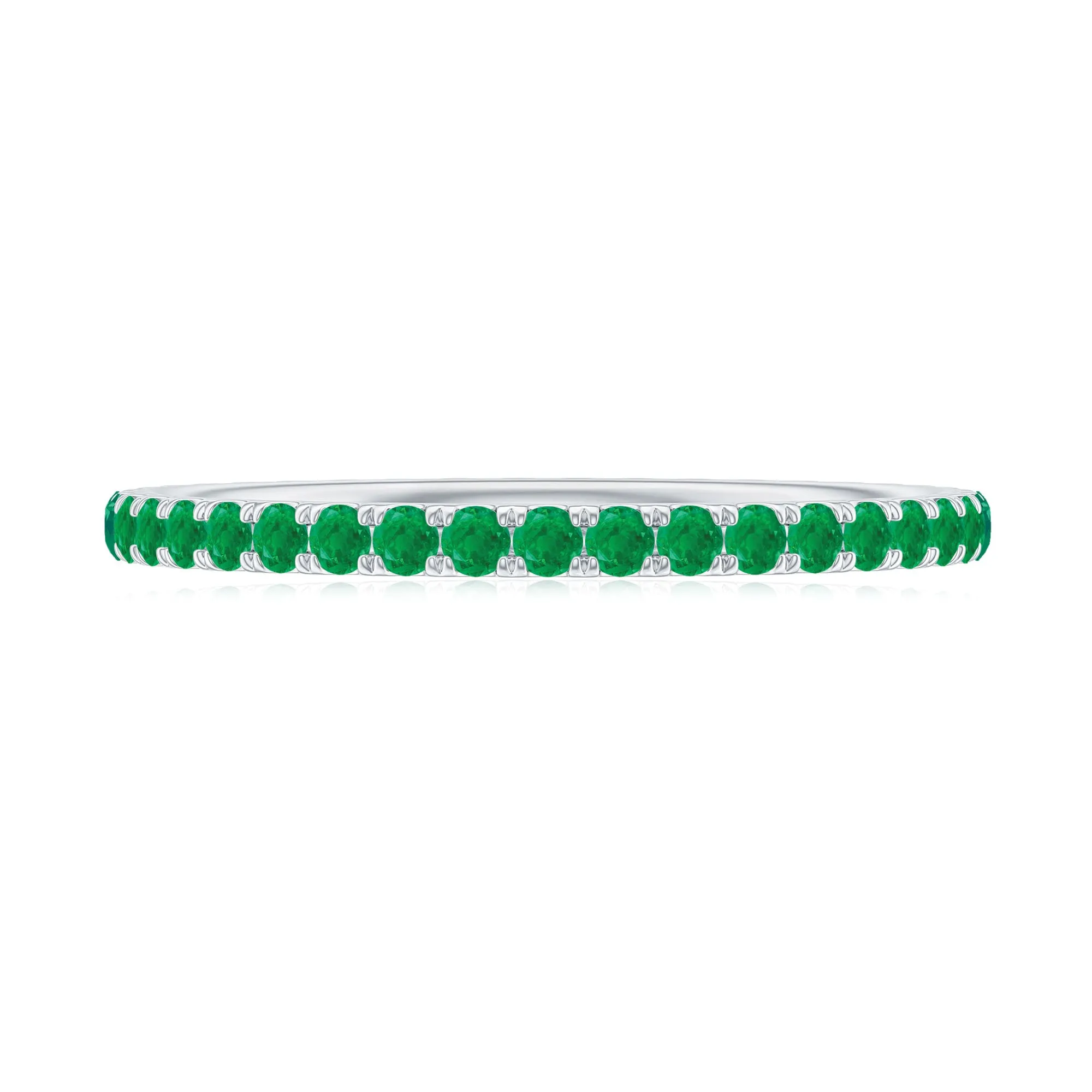 0.50 CT Round Cut Emerald Full Eternity Stackable Ring