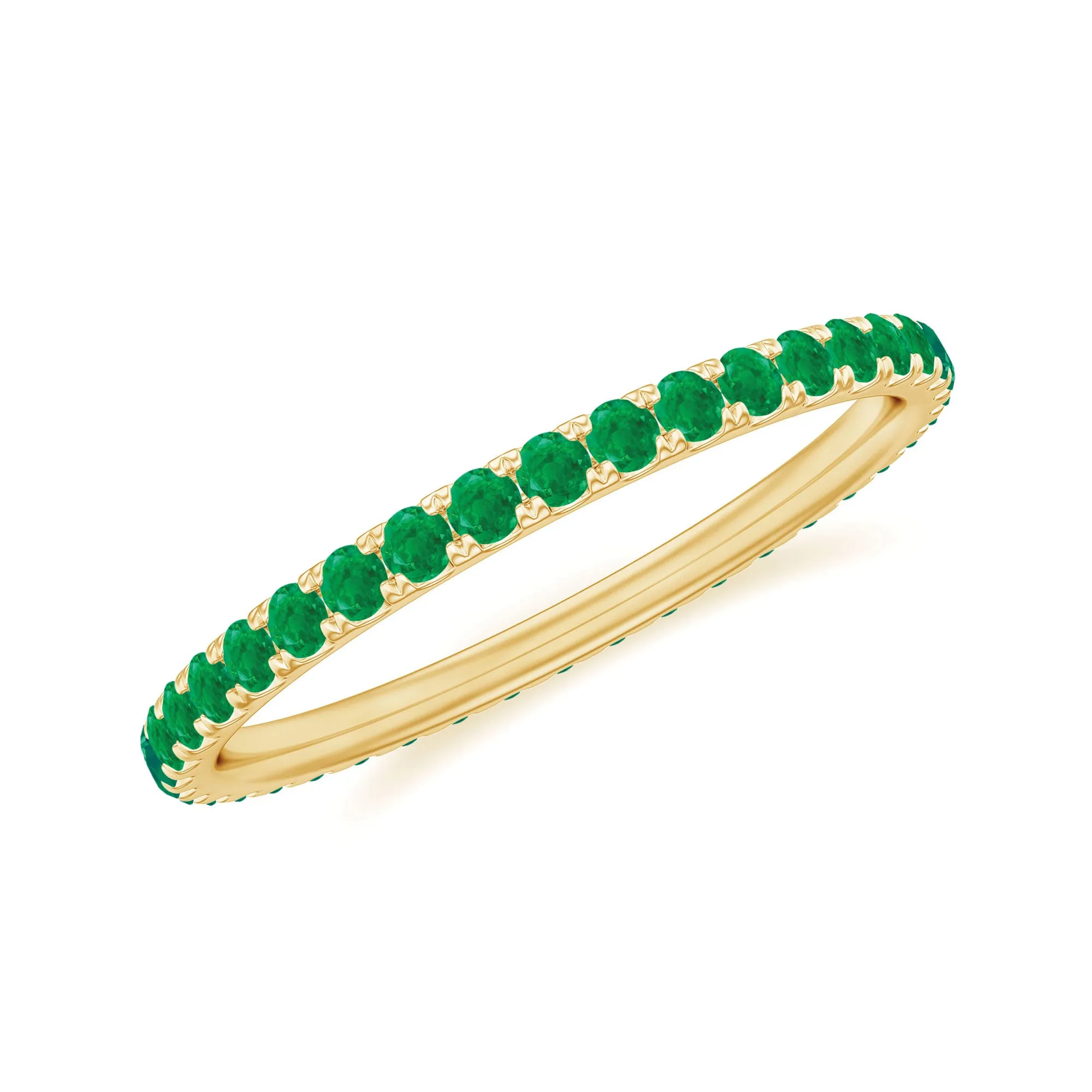 0.50 CT Round Cut Emerald Full Eternity Stackable Ring