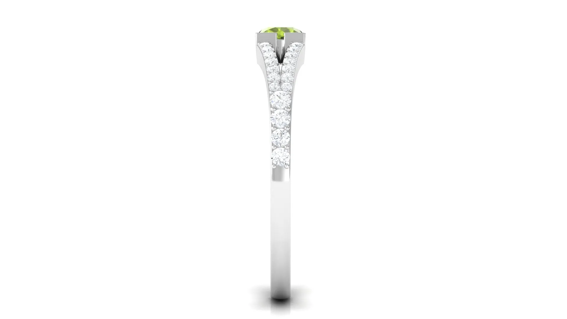 0.50 CT Split Shank Peridot Promise Ring with Diamond Accent