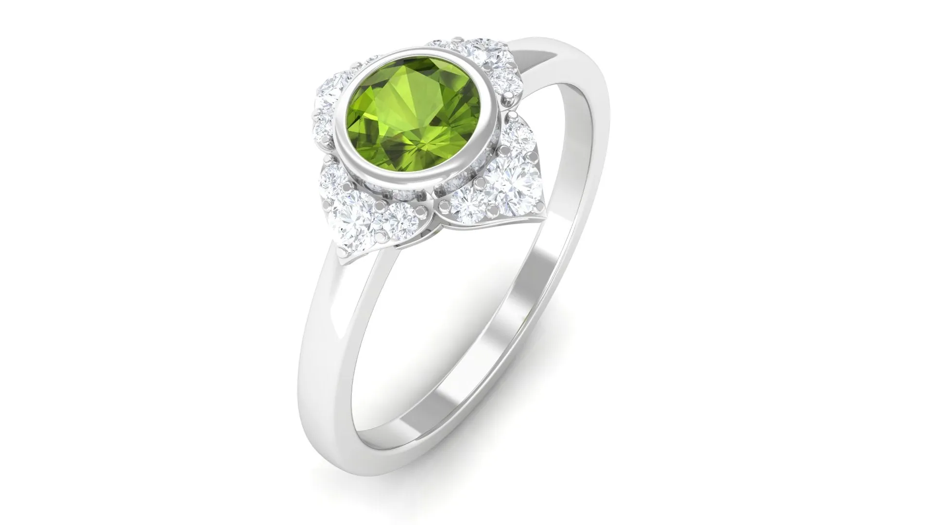 0.50 CT Vintage Inspired Peridot Engagement Ring with Diamond