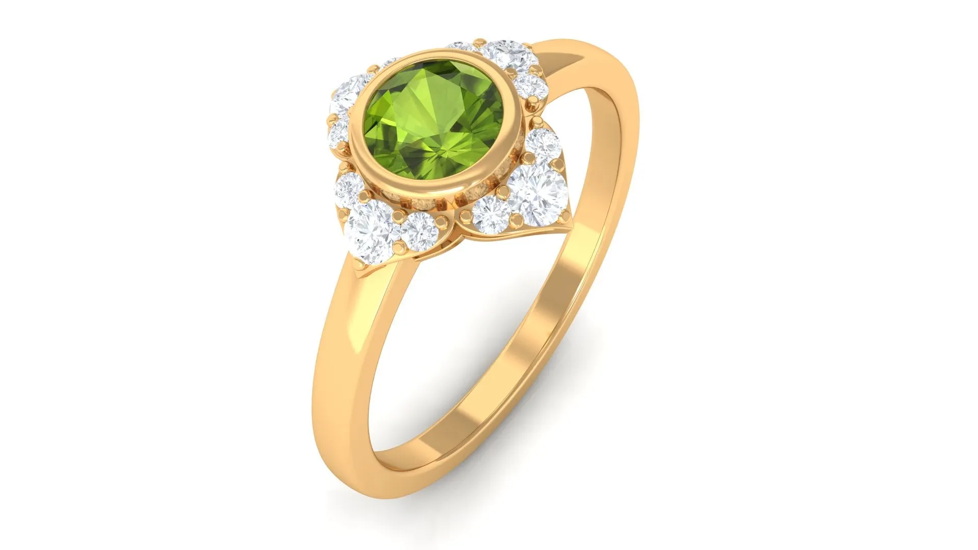 0.50 CT Vintage Inspired Peridot Engagement Ring with Diamond