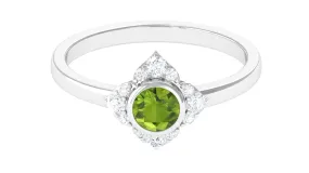 0.50 CT Vintage Inspired Peridot Engagement Ring with Diamond