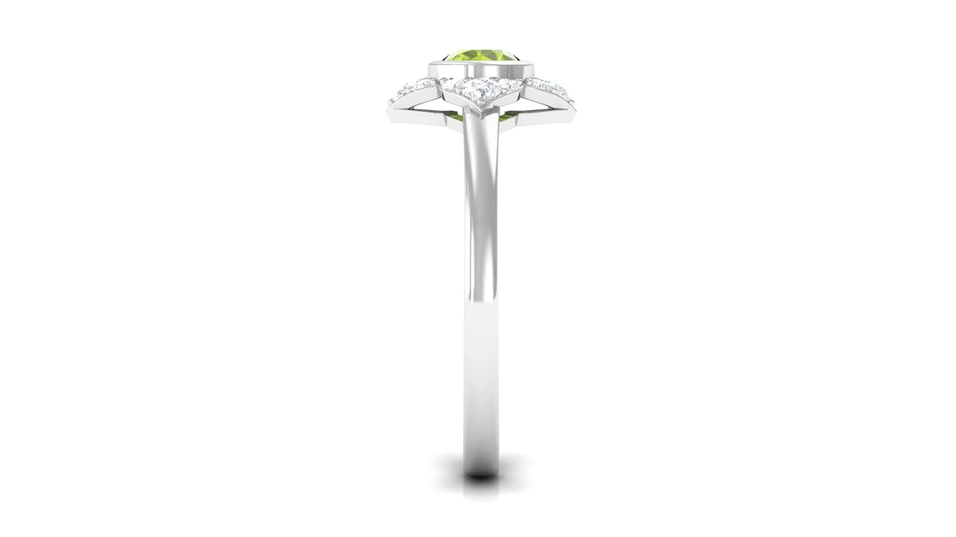 0.50 CT Vintage Inspired Peridot Engagement Ring with Diamond