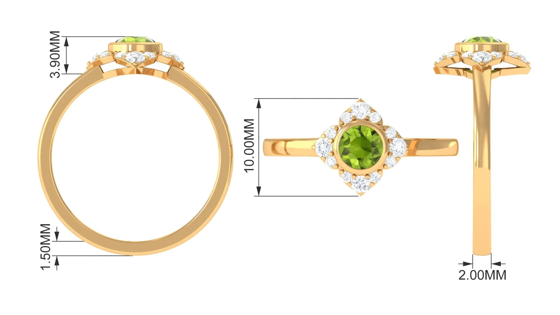 0.50 CT Vintage Inspired Peridot Engagement Ring with Diamond