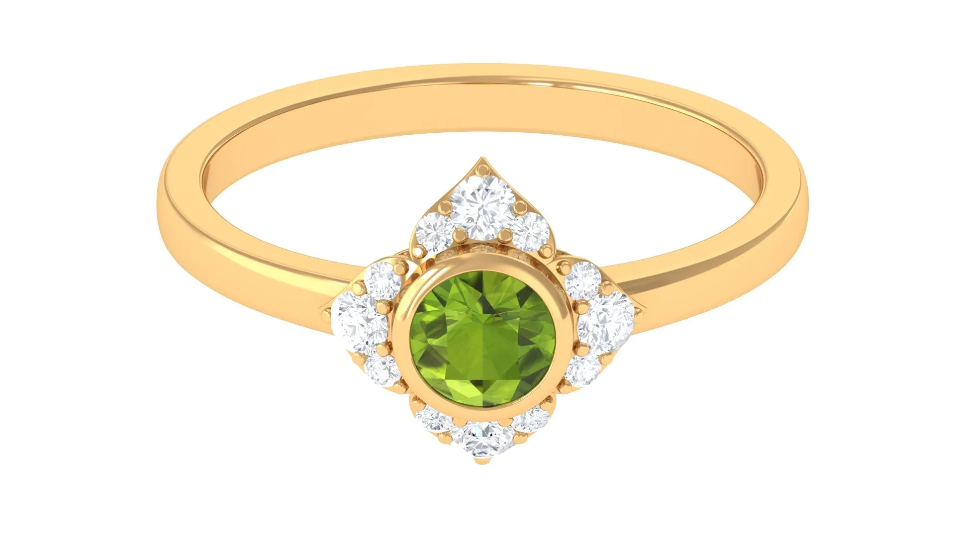 0.50 CT Vintage Inspired Peridot Engagement Ring with Diamond