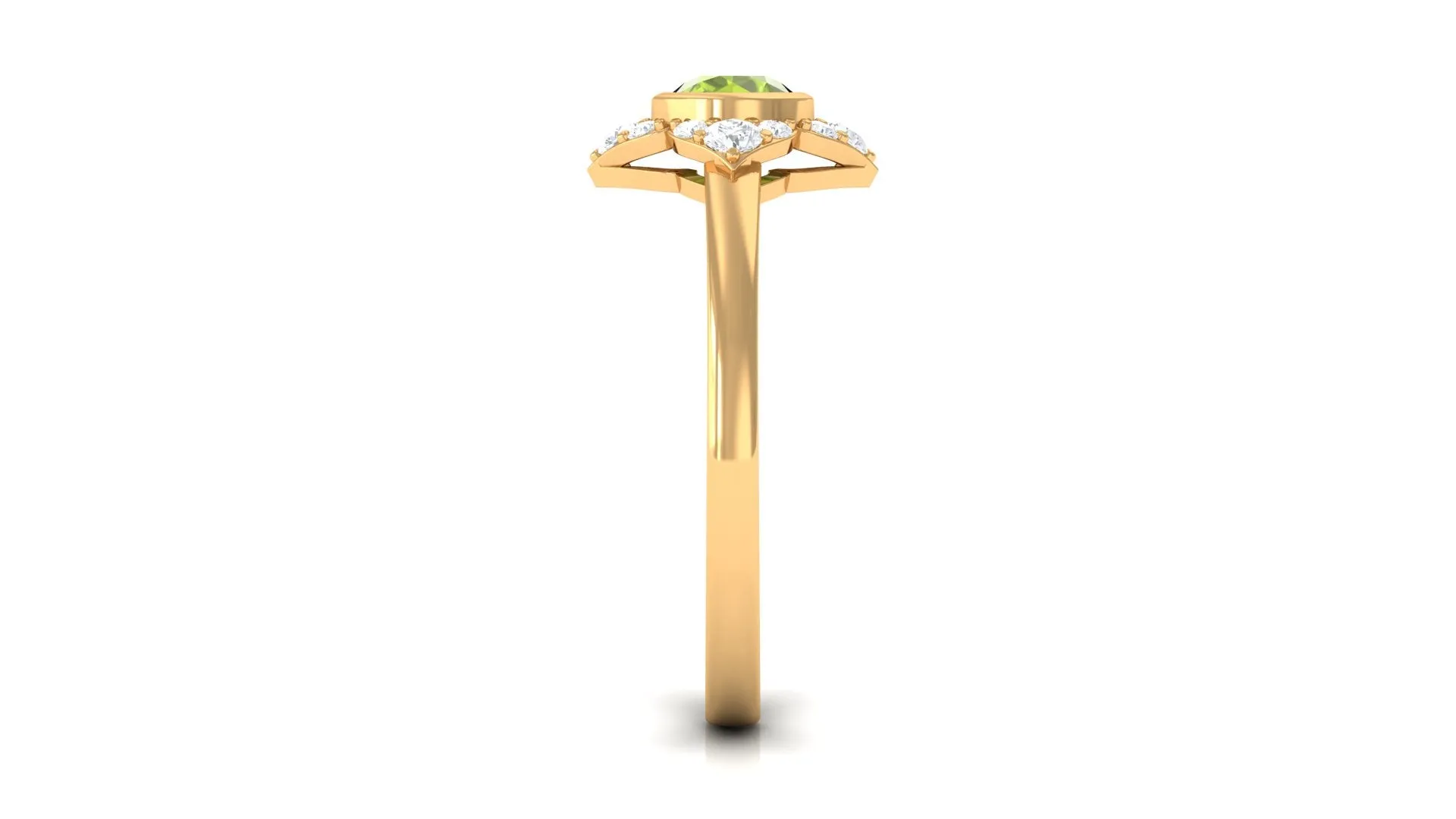 0.50 CT Vintage Inspired Peridot Engagement Ring with Diamond