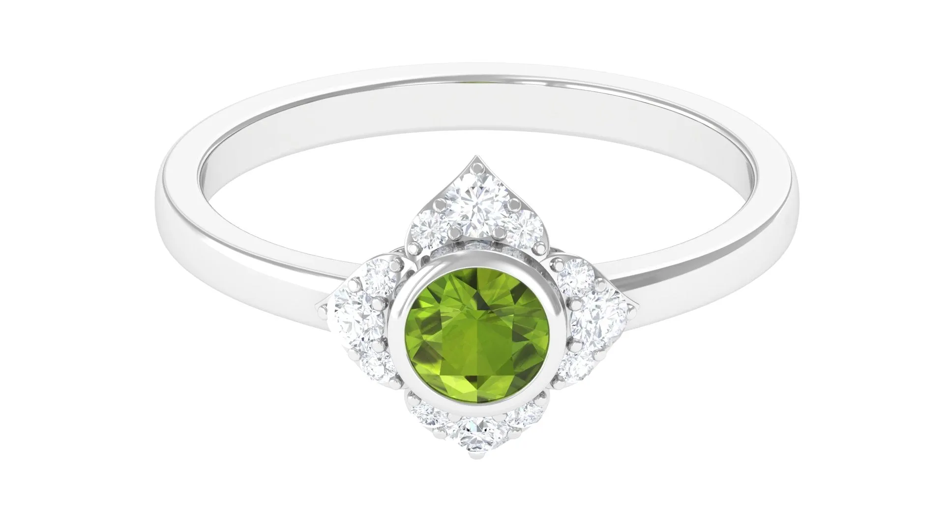 0.50 CT Vintage Inspired Peridot Engagement Ring with Diamond