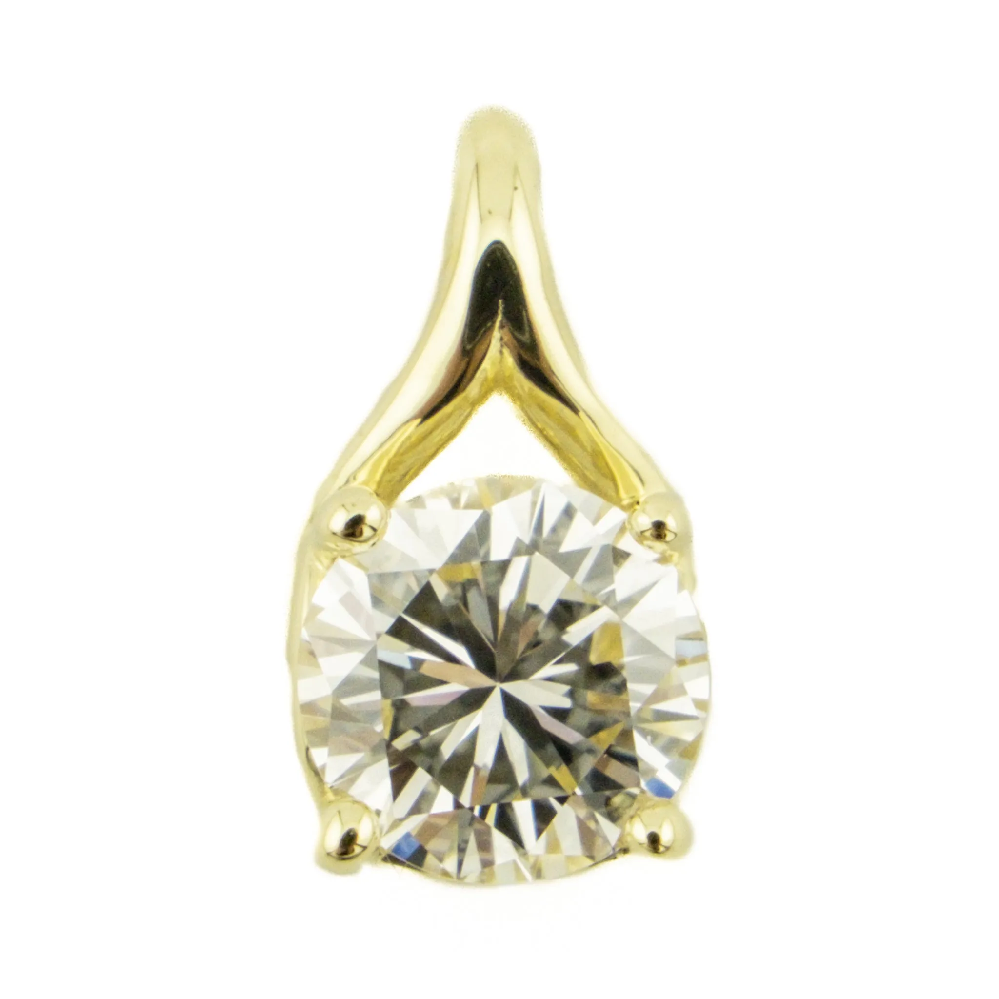 0.53ct Round Diamond Solitaire Pendant on 19" Chain Necklace in 14K Yellow Gold