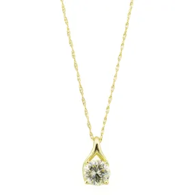 0.53ct Round Diamond Solitaire Pendant on 19" Chain Necklace in 14K Yellow Gold