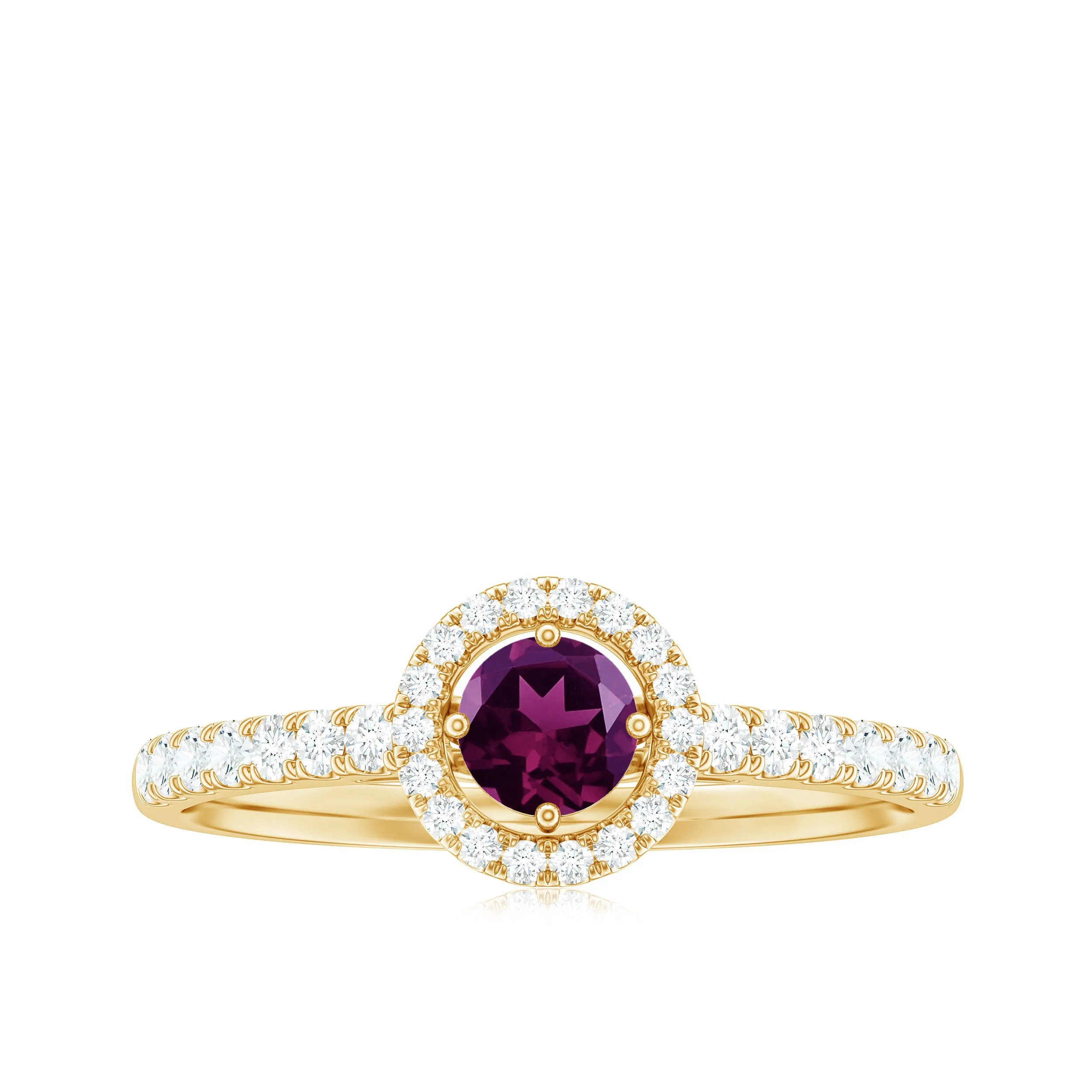 0.75 CT Rhodolite and Diamond Halo Engagement Ring