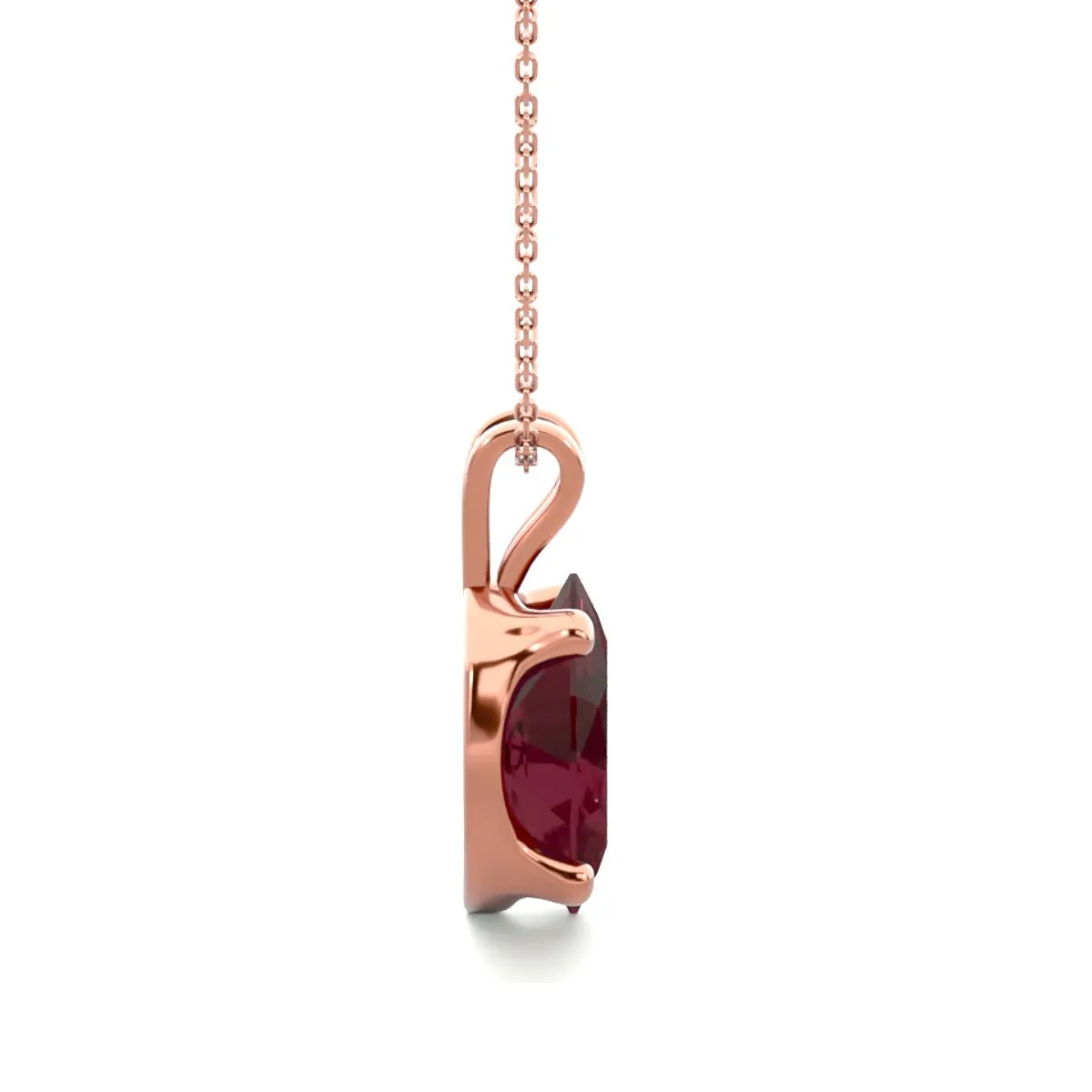 1 Carat Oval Shape Garnet Necklace In 14K Rose Gold Over Sterling Silver