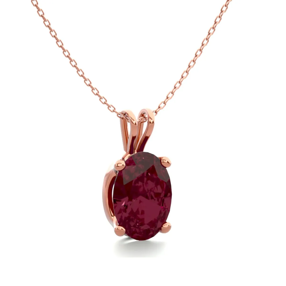 1 Carat Oval Shape Garnet Necklace In 14K Rose Gold Over Sterling Silver