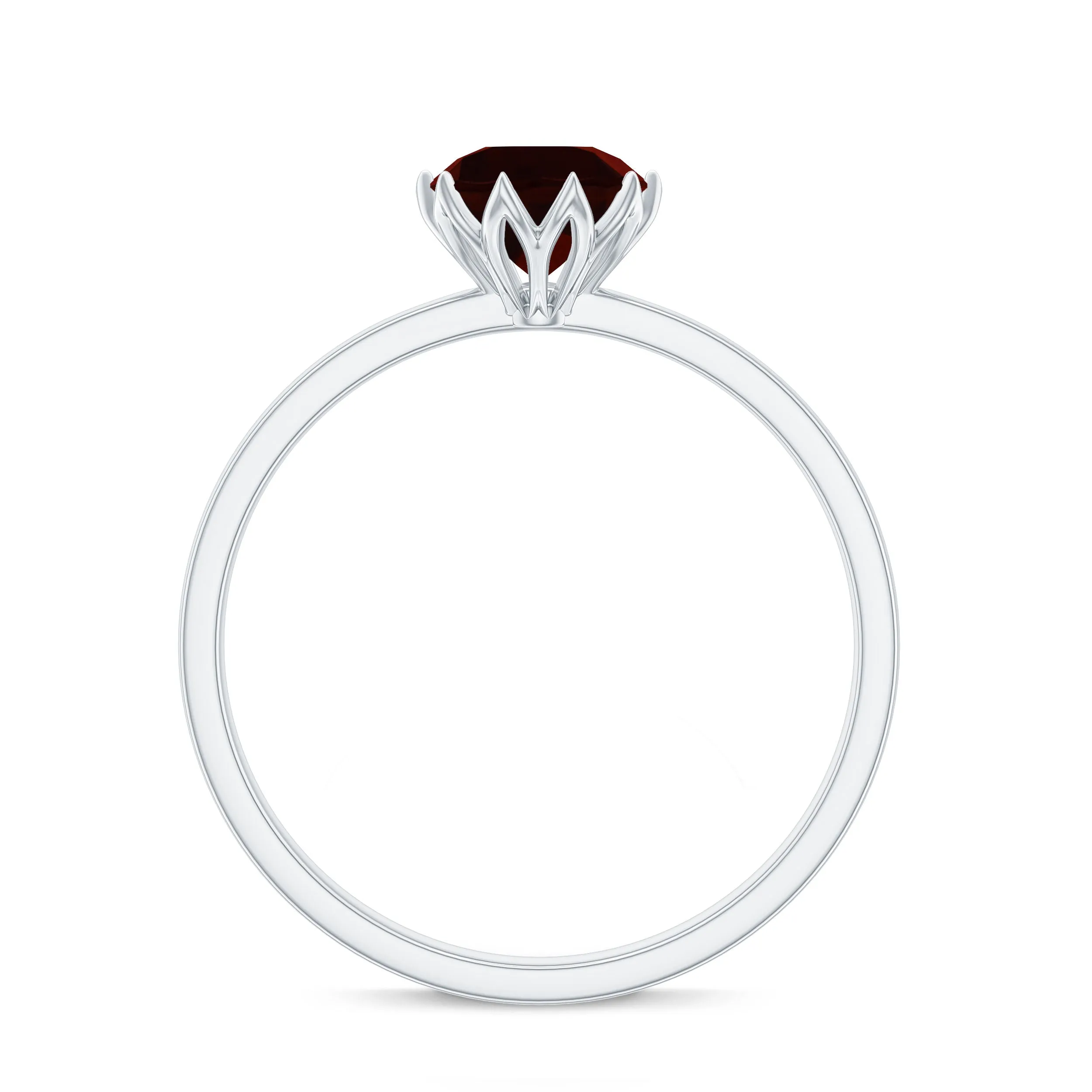 1 CT Natural Garnet Solitaire Ring in Lotus Basket Setting