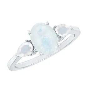 1 CT Three Stone Moonstone Ring in Prong Setting