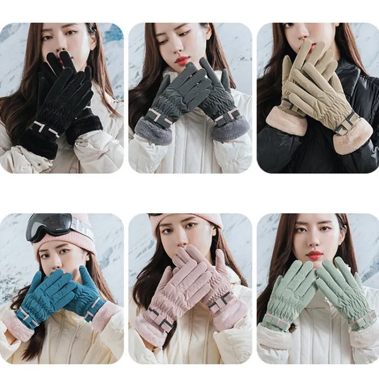 1 Pair YR205 Winter Warm Plus Fleece Mouth Driving Riding Sports Gloves, Size: Free Code(Mint green)