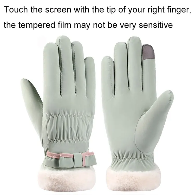 1 Pair YR205 Winter Warm Plus Fleece Mouth Driving Riding Sports Gloves, Size: Free Code(Mint green)