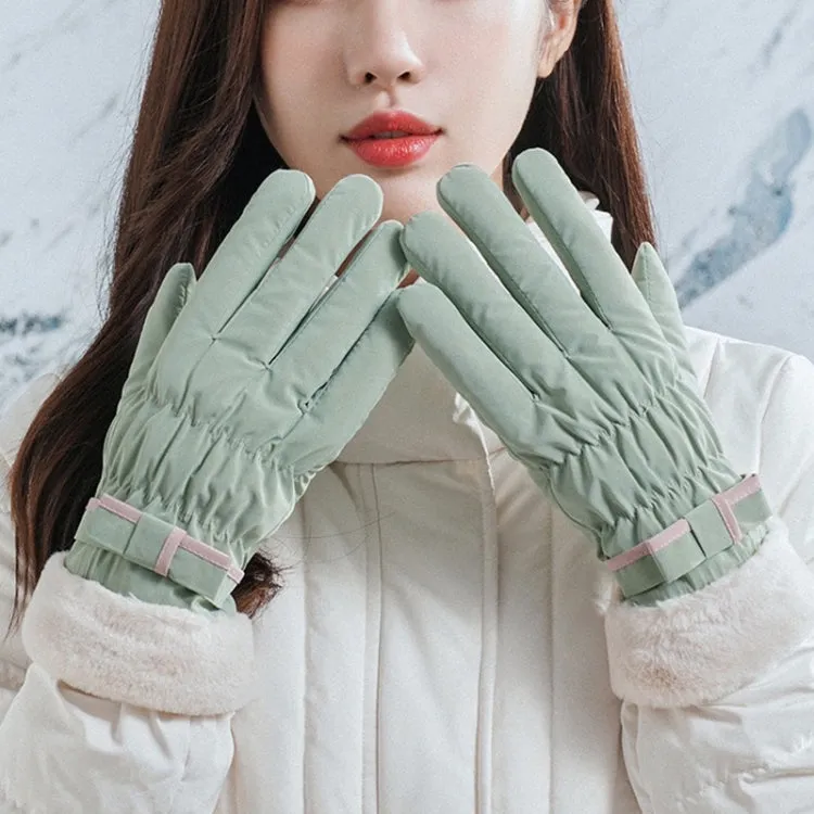 1 Pair YR205 Winter Warm Plus Fleece Mouth Driving Riding Sports Gloves, Size: Free Code(Mint green)