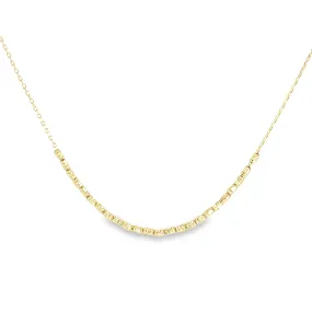 10K Yellow Gold Adjustable Diamond Cut Bead Station Necklace