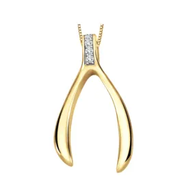 10k Yellow Gold & Daimond Wishbone Necklace