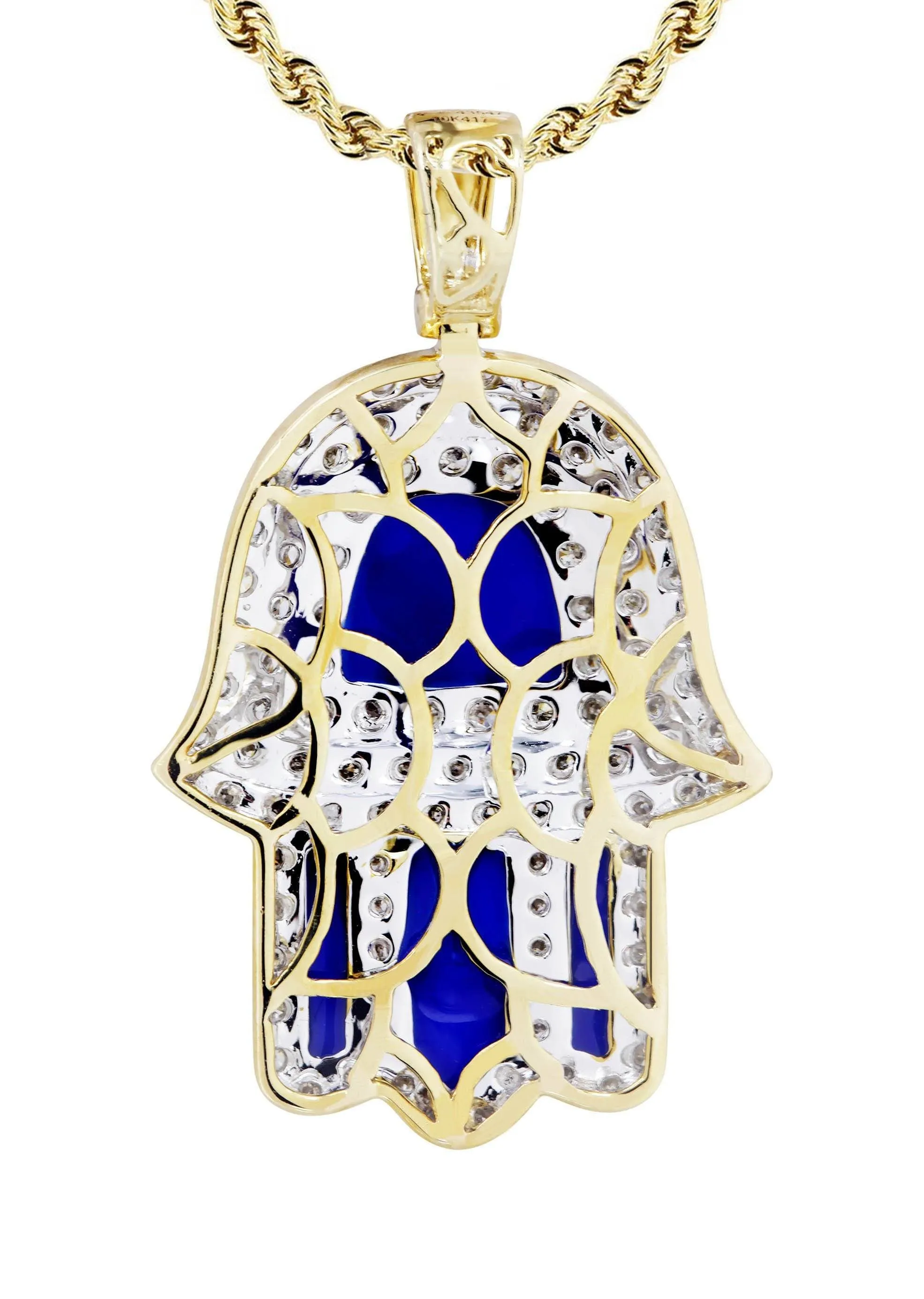 10K Yellow Gold Hamsa Diamond Necklace  | 0.76 Carats