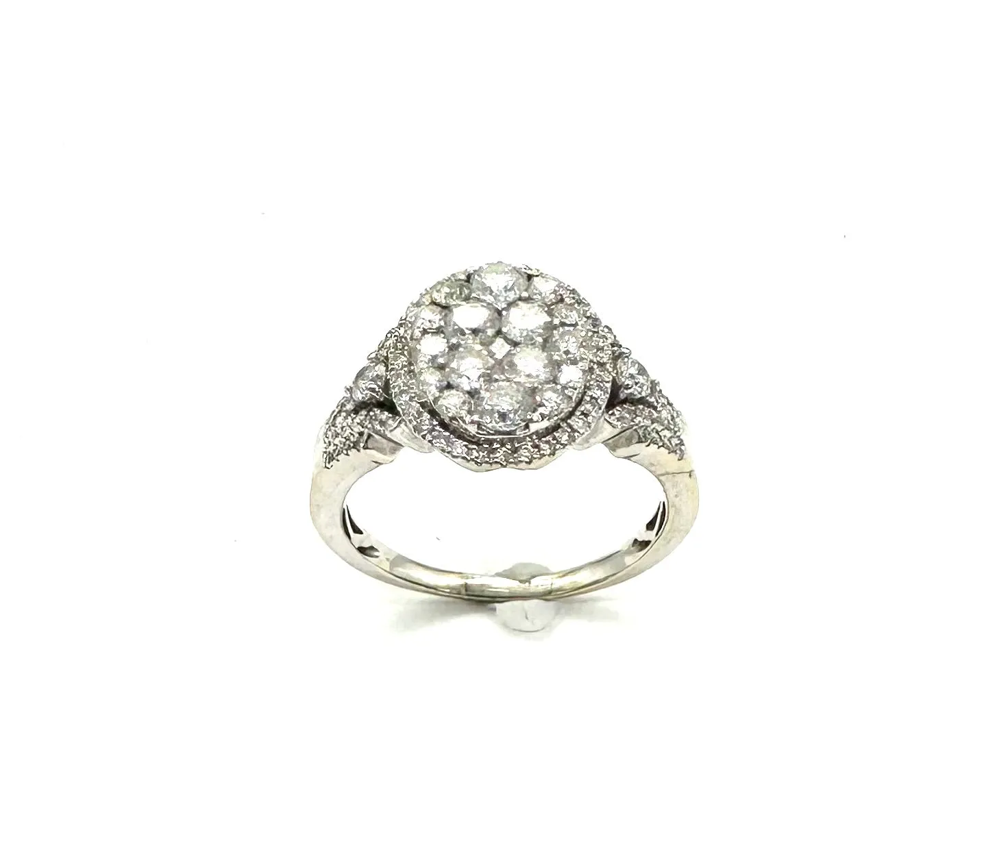 1.48 CTW Oval Diamond Cluster Ring