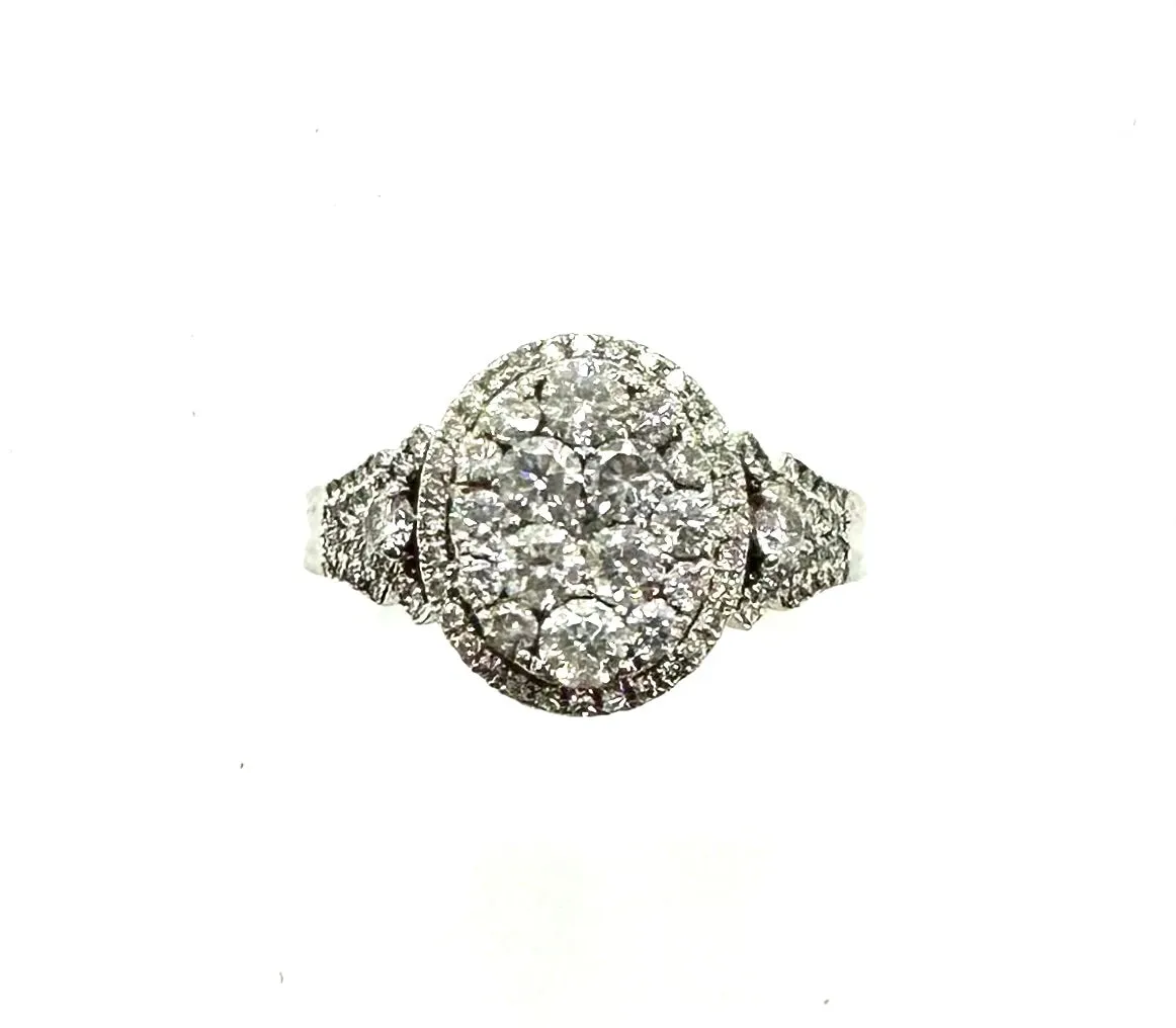 1.48 CTW Oval Diamond Cluster Ring