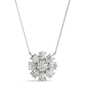 14K Flower Pear Shape Diamond Necklace / Pendant