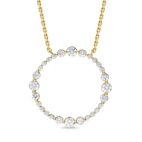 14k Gold Diamond Circle Pendant Necklace