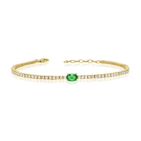 14K Gold Emerald & Diamond Tennis Bracelet