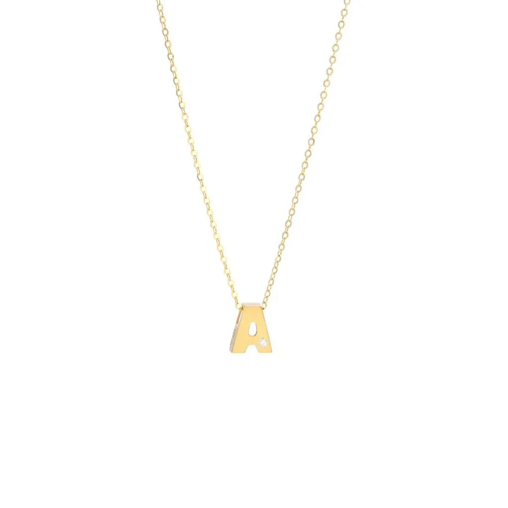 14K Gold Initial "A" Necklace (Diamond)