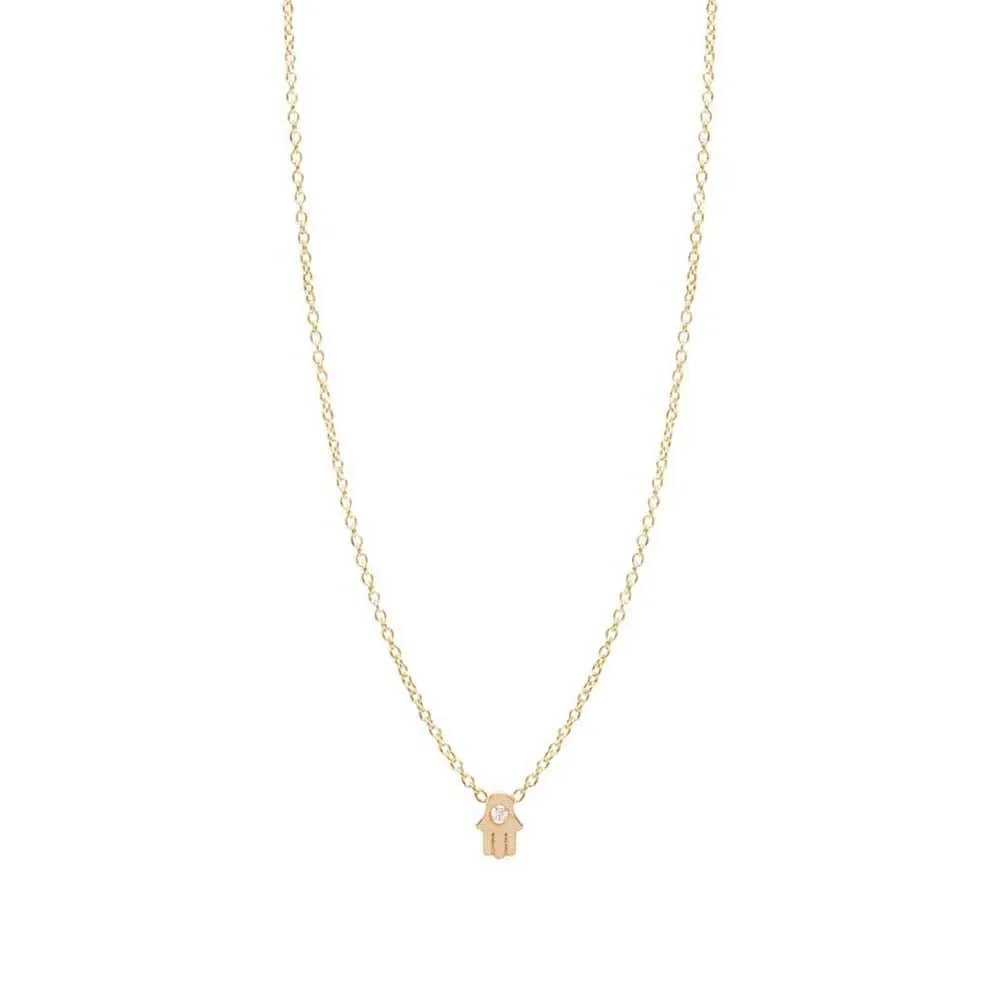 14K GOLD ITTY BITTY VERTICAL HAMSA NECKLACE