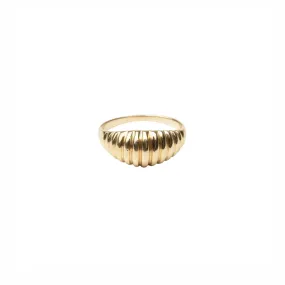 14k Gold Ribbed Dome Ring