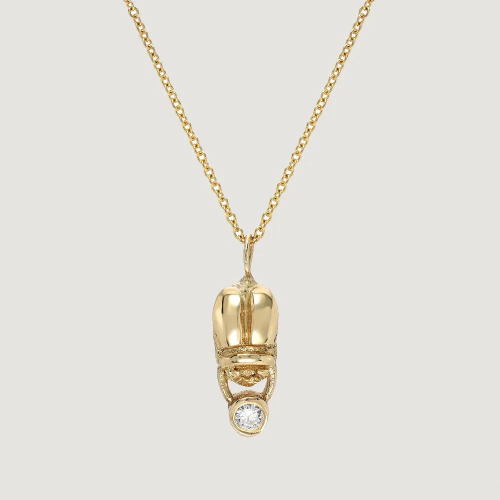 14k Mini Scarab Diamond Necklace