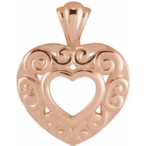 14K Rose Gold Heart Pendant