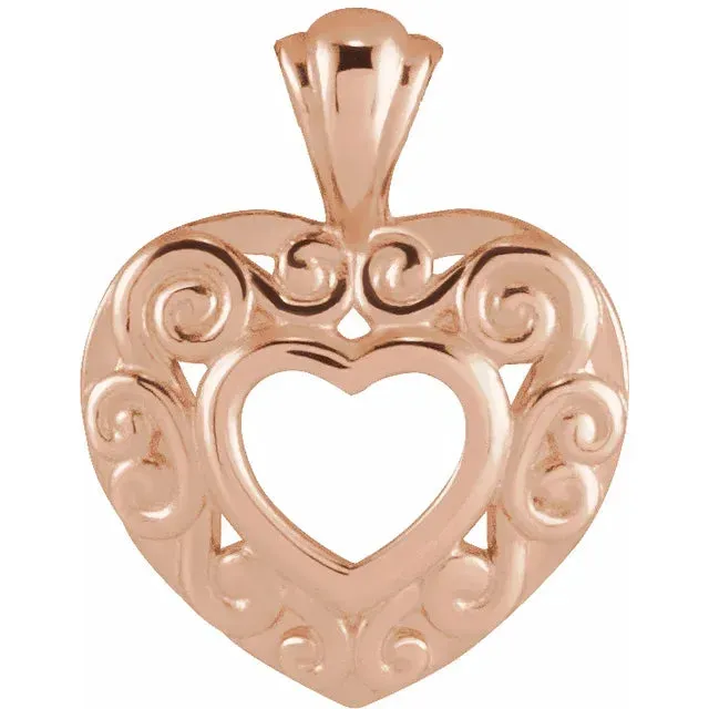 14K Rose Gold Heart Pendant