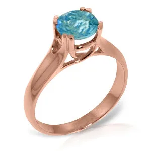 14K Solid Rose Gold Solitaire Ring Natural Blue Topaz Certified