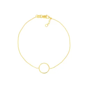 14K Solid Yellow Gold Circle Bracelet