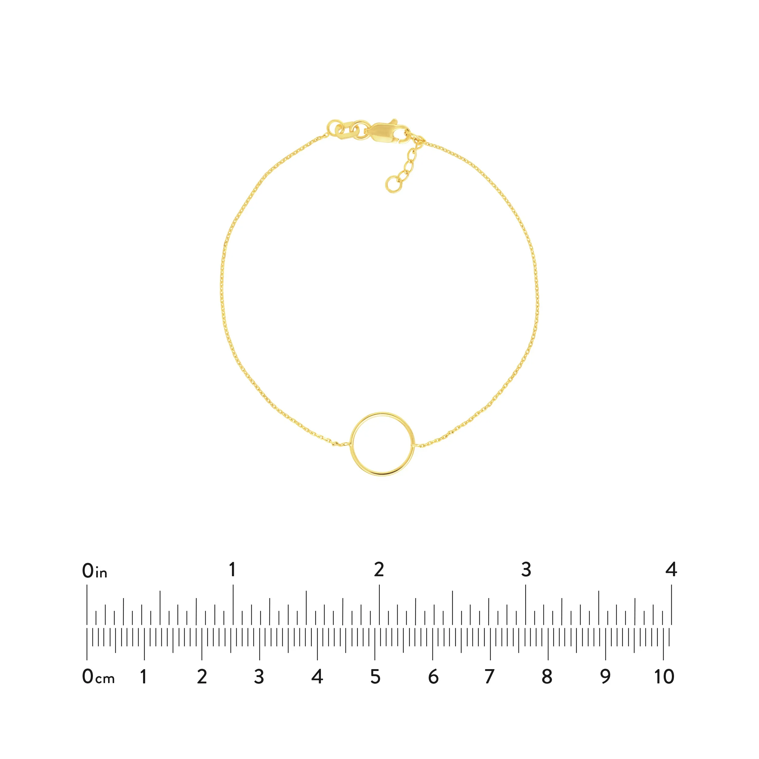 14K Solid Yellow Gold Circle Bracelet