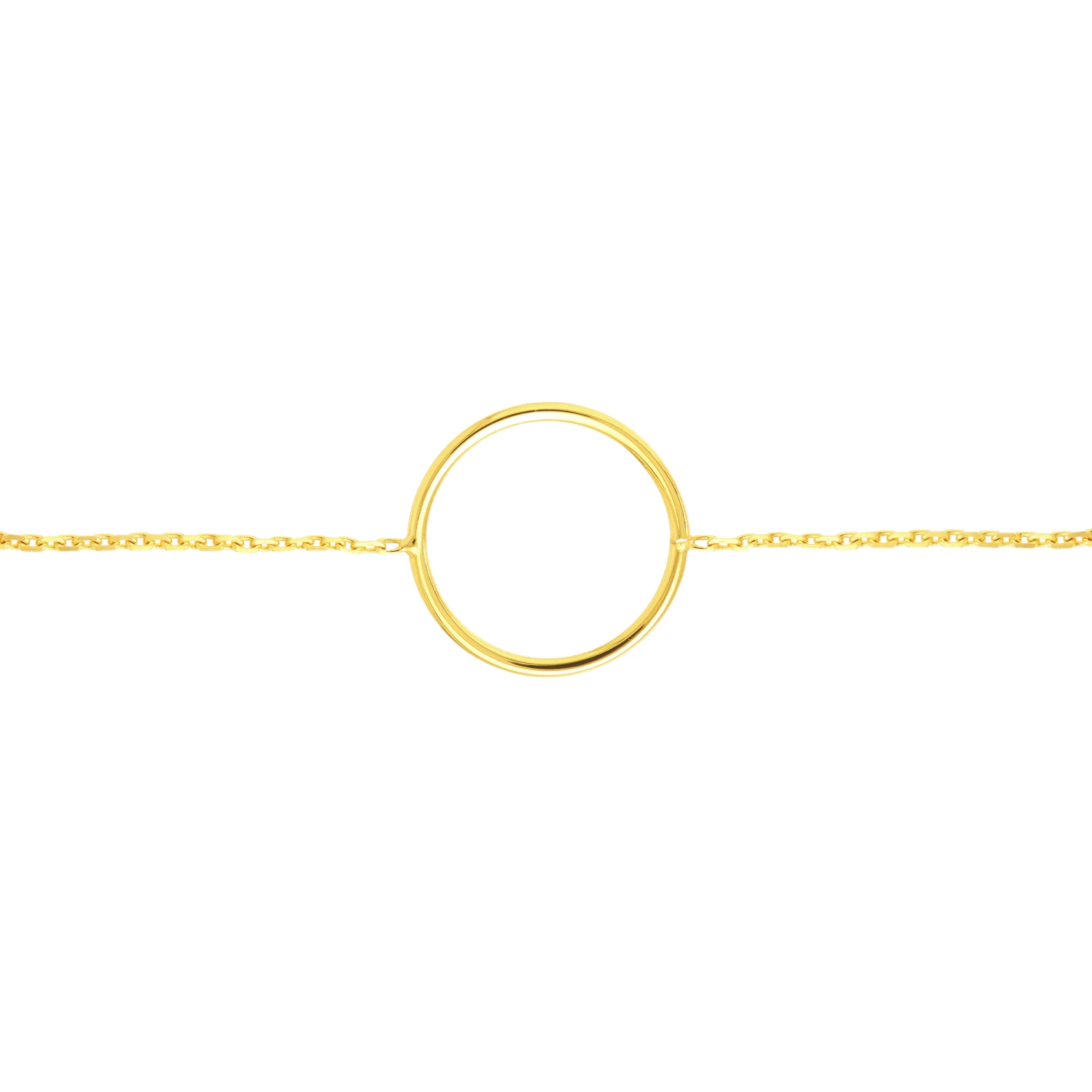 14K Solid Yellow Gold Circle Bracelet