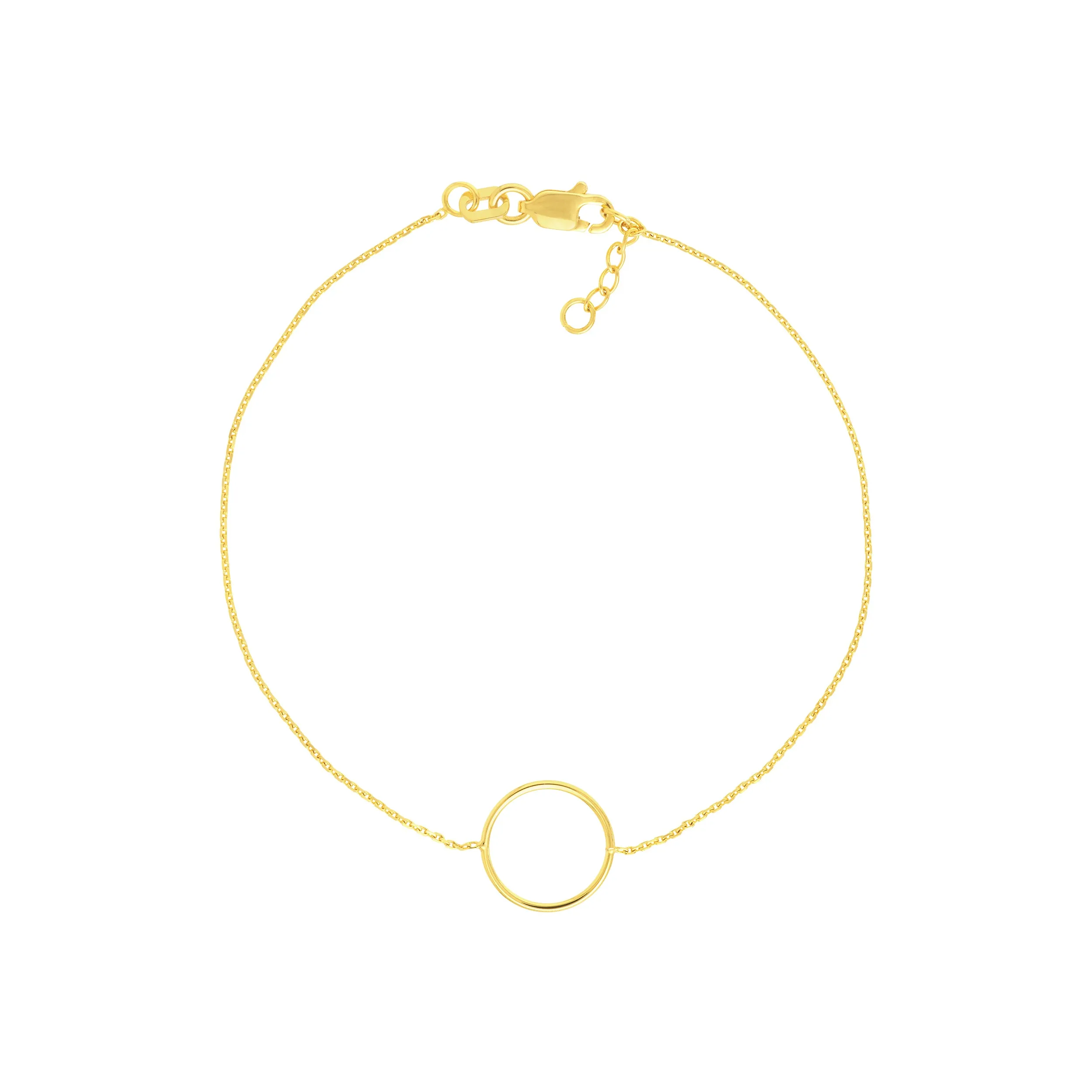 14K Solid Yellow Gold Circle Bracelet