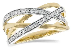 14K Two-Tone Diamond Criss-Cross Ring